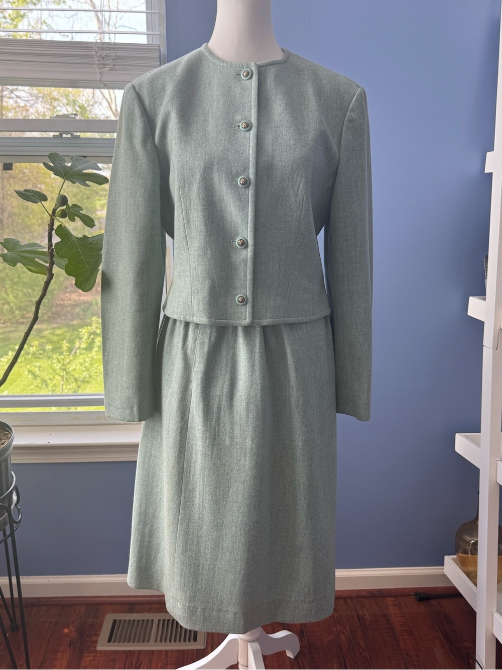 Pendleton size 12 Seafoam Wool Dress with Orange Logo Stitching